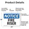 Signmission Fire Riser OSHA Notice Sign, Aluminum, 24in W x 18in L, 2PK OS-2PACK-NS-A-1824-L-12654 - alternate 5